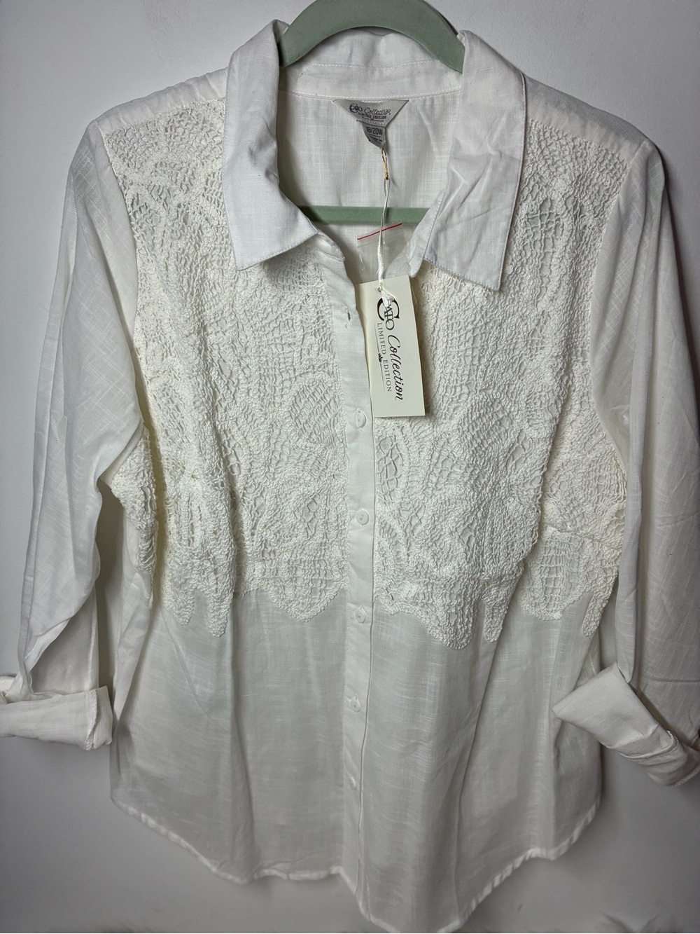 Classic White Embroidered Button-Up Shirt -